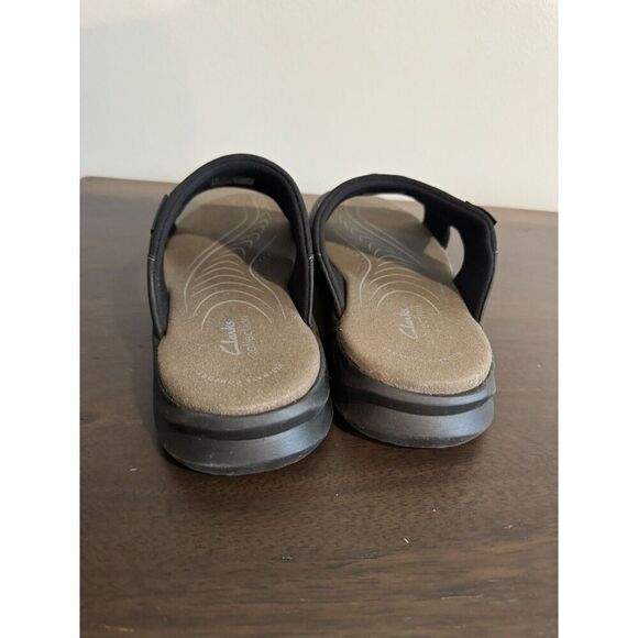 Clarks Men's 11.5 Walkford Band Black Leather slides NWOT Sandals Slip shoes - Picture 5 of 6